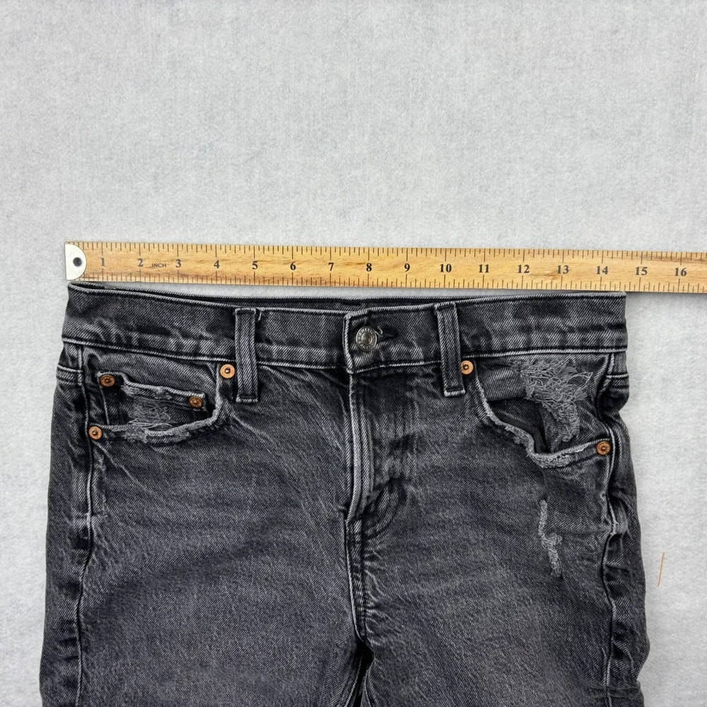 American Eagle Womens 4 Regular Black Washed Distressed High Rise Mom Jeans 4049